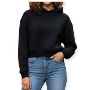 Zyia Active Black Mettle Women’s Cropped Hoodie Hooded Top - Size Medium